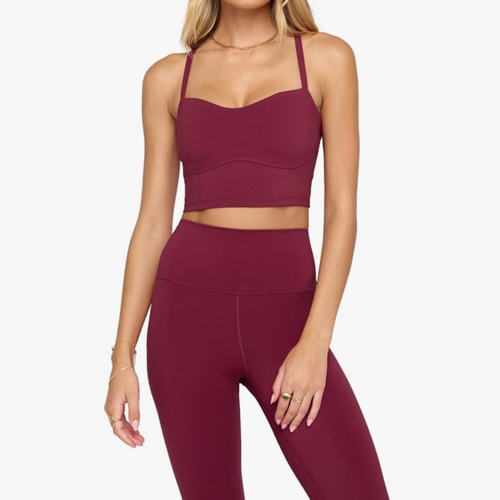 Sold out Spiritual Gangster Burgundy Kelly Crop Tank and Leggings Set XS